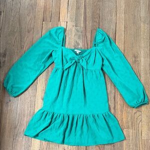 Speechless Teal Green Smocked Neckline Top
